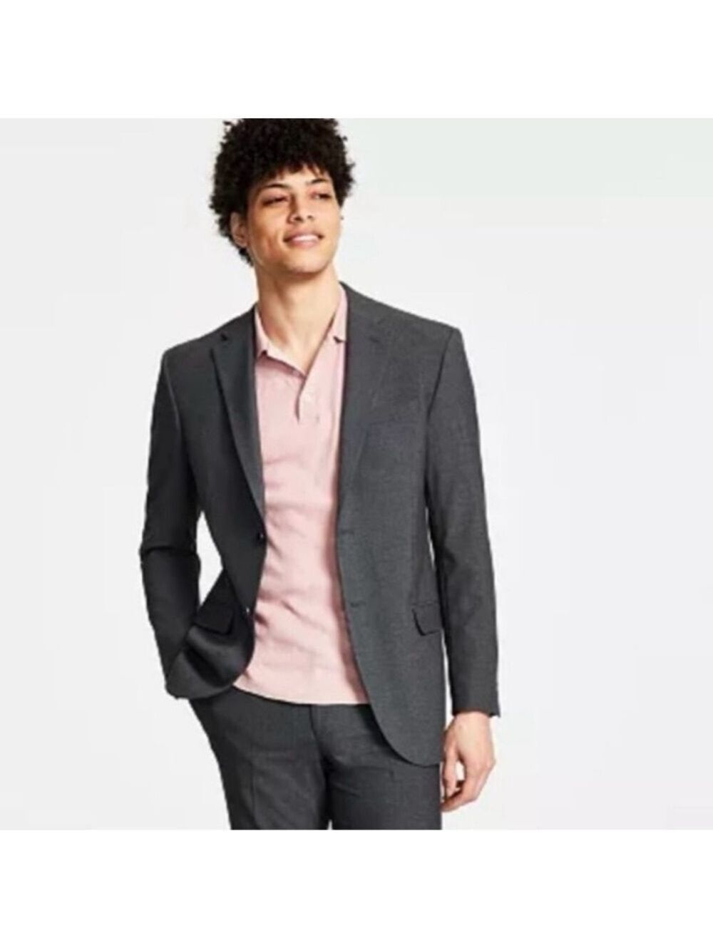 DKNY Duran Mens Modern Fit Stretch Charcoal Blazer Suit Jacket Sport Coat 38 Reg